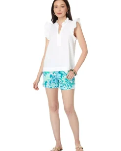 Lilly Pulitzer Klaudie Ruffle Sleeve Cotton Top Resort White Discount