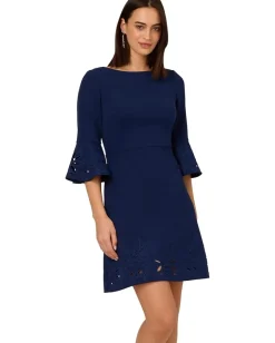 Women Adrianna Papell Knit Crepe Combo Short Dress