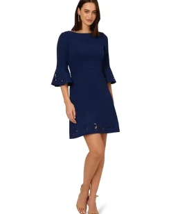 Women Adrianna Papell Knit Crepe Combo Short Dress