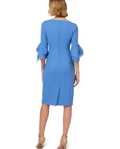 Women Adrianna Papell Knit Crepe Tiered Sleeve Dress