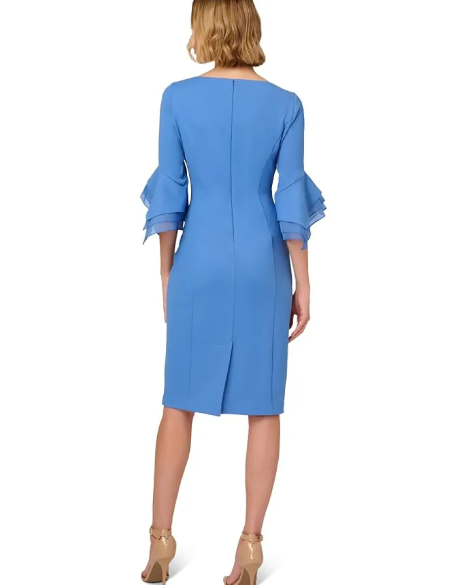 Women Adrianna Papell Knit Crepe Tiered Sleeve Dress