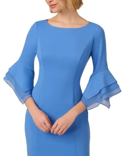 Women Adrianna Papell Knit Crepe Tiered Sleeve Dress