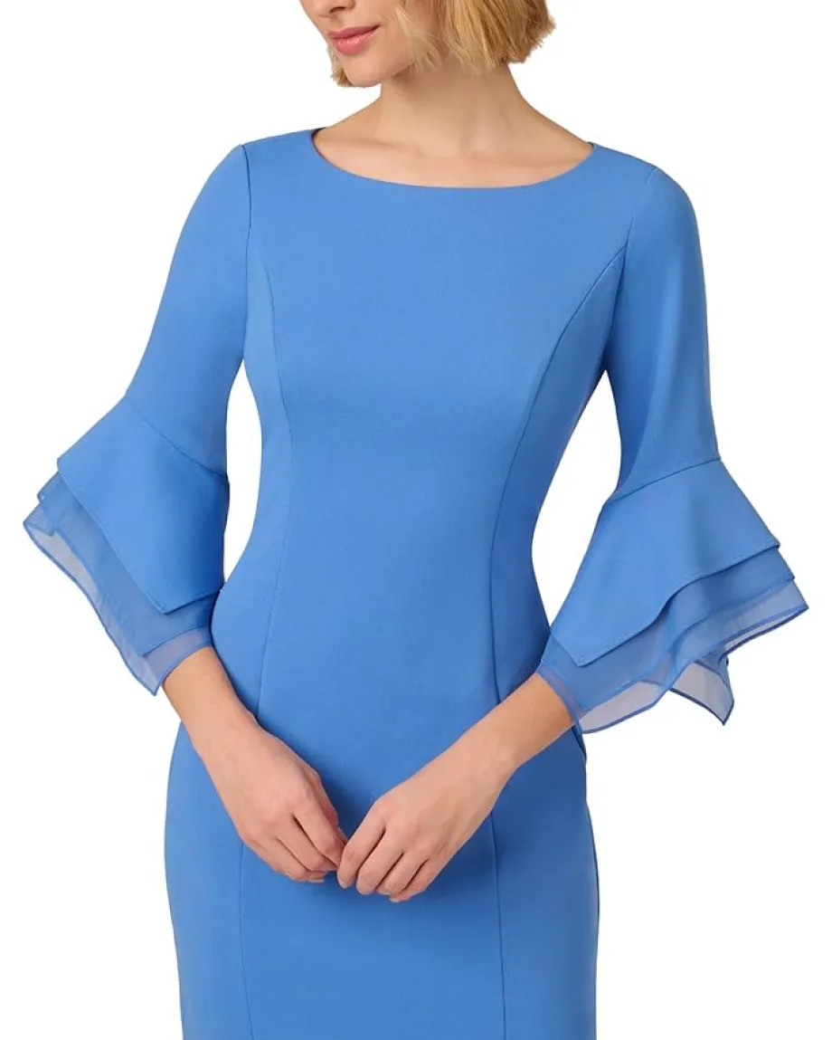 Women Adrianna Papell Knit Crepe Tiered Sleeve Dress