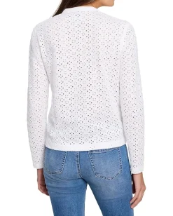 Women NIC+ZOE Knit Eyelet Split Neck Top