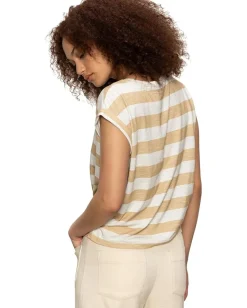 Sanctuary Knotted Muscle Tee White/Sandstone Stripe Outlet