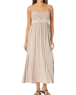 Women Lucky Brand Lace Button Front Midi Dress