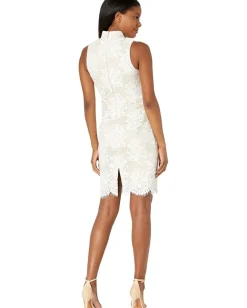 Women Vince Camuto Lace High Neck Bodycon with Scallop Hem