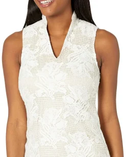 Women Vince Camuto Lace High Neck Bodycon with Scallop Hem