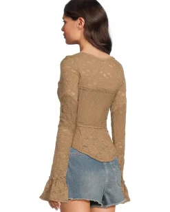 Free People Lace Layering Long Sleeve Dutch Cocoa Hot