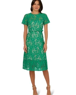 Women Adrianna Papell Lace Soft Skirt Midi Dress