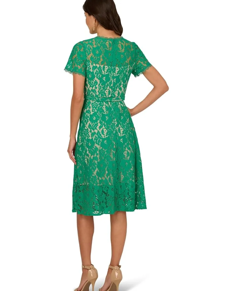 Women Adrianna Papell Lace Soft Skirt Midi Dress