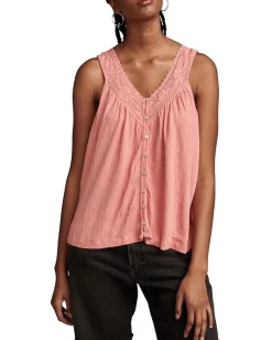 Lucky Brand Lace Trim Tank Peach Blossom Online