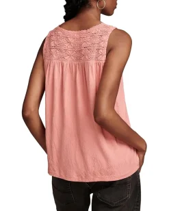 Lucky Brand Lace Trim Tank Peach Blossom Online