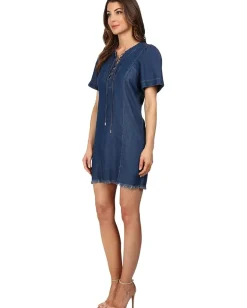 Women 7 For All Mankind Lace-Up Denim Dress