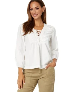 Women Lucky Brand Lace-Up Peasant Blouse
