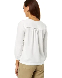 Women Lucky Brand Lace-Up Peasant Blouse