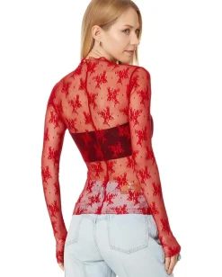 Free People Lady Lux Layering Top Red Racer Clearance