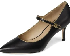 Lauren Ralph Lauren Lanette Metallic-Trim Mary Jane Pumps Black/Antique Gold New