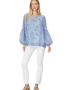 Lilly Pulitzer Laurelie Top Martinique Blue Zee Bebe Outlet