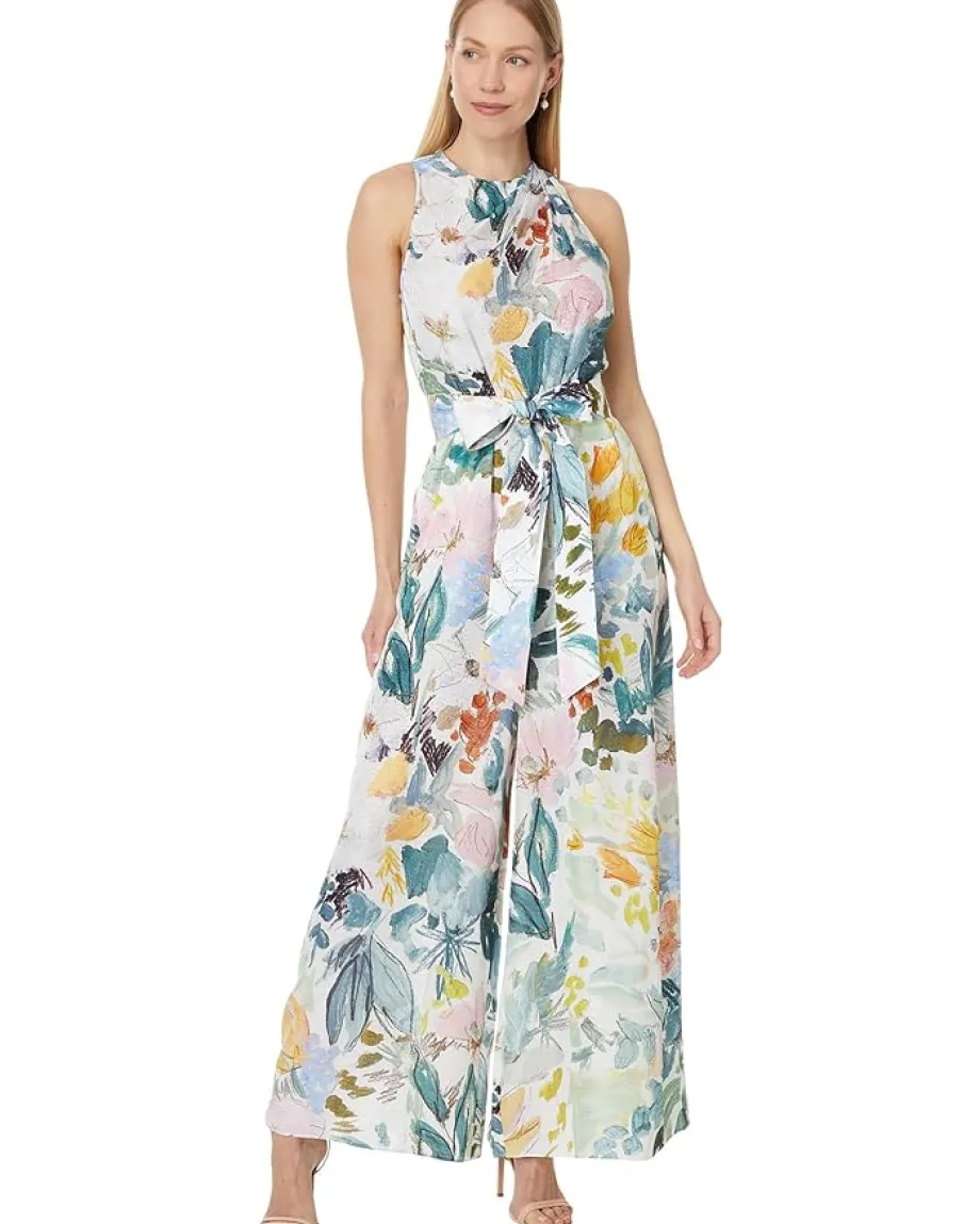 Ted Baker Laylas Printed Halterneck Jumpsuit Ivory Outlet