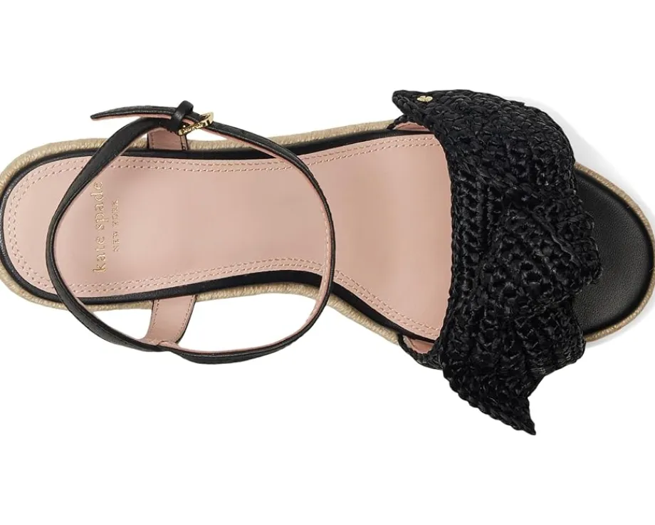 Kate Spade New York Leandra Raffia Espadrille Wedge Sandal Black Clearance