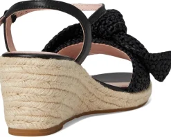 Kate Spade New York Leandra Raffia Espadrille Wedge Sandal Black Clearance