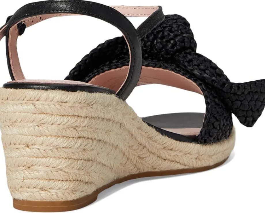Kate Spade New York Leandra Raffia Espadrille Wedge Sandal Black Clearance