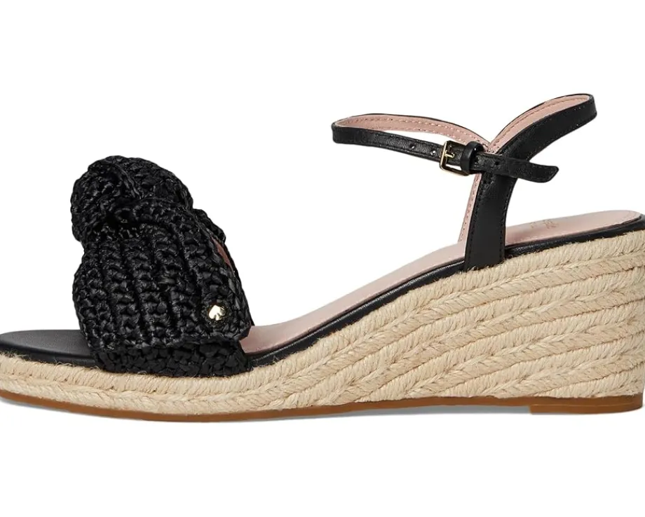 Kate Spade New York Leandra Raffia Espadrille Wedge Sandal Black Clearance