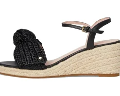 Kate Spade New York Leandra Raffia Espadrille Wedge Sandal Black Clearance