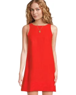 Madewell Leilani Dress - 100% Linen Bright Flame New