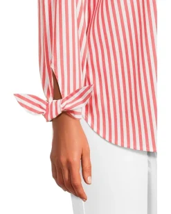 Lilly Pulitzer Lesia Relaxed Button-Down Rococo Red Cabana Stripe Outlet