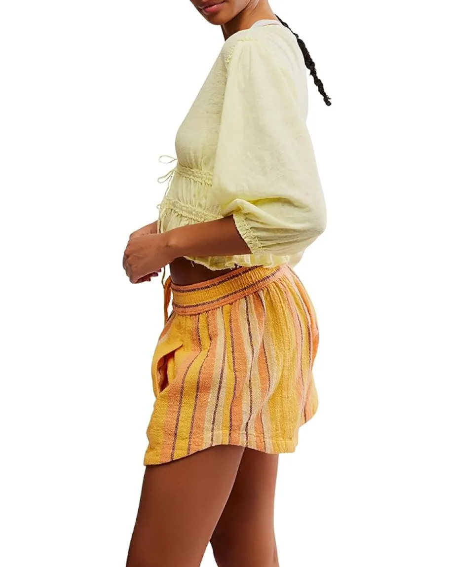 Free People Lets Go Blouse Summertime Lemonade Discount