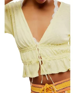 Free People Lets Go Blouse Summertime Lemonade Discount