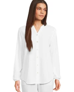 Barefoot Dreams Linen Blend Blouse White Clearance