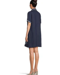 Women Johnny Was Linen Henley Collared Dress - Winona