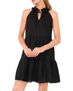 CeCe Linen Sun Dress With Buttons Rich Black Outlet