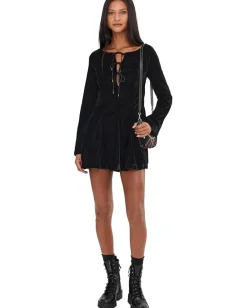 Free People Linney Velvet Mini Black Discount