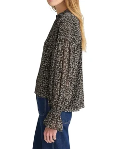 Madewell Lizzy Top - Sheer Poly Ggt Jet Black Clearance