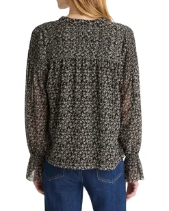 Madewell Lizzy Top - Sheer Poly Ggt Jet Black Clearance