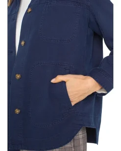 Liverpool Los Angeles Lofty Soft Denim Button Down Shirt Jacket Navy Dusk Discount