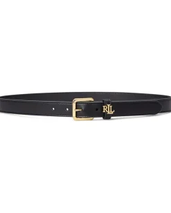 Women Lauren Ralph Lauren Logo-Keeper Leather Skinny Belt