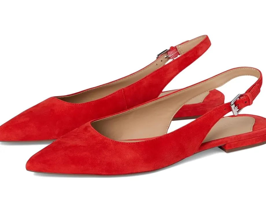 Lauren Ralph Lauren Londyn Suede Slingback Flat Bright Vermilion Clearance