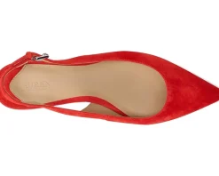 Lauren Ralph Lauren Londyn Suede Slingback Flat Bright Vermilion Clearance