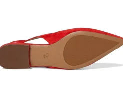 Lauren Ralph Lauren Londyn Suede Slingback Flat Bright Vermilion Clearance
