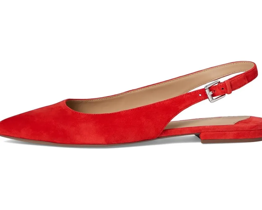 Lauren Ralph Lauren Londyn Suede Slingback Flat Bright Vermilion Clearance