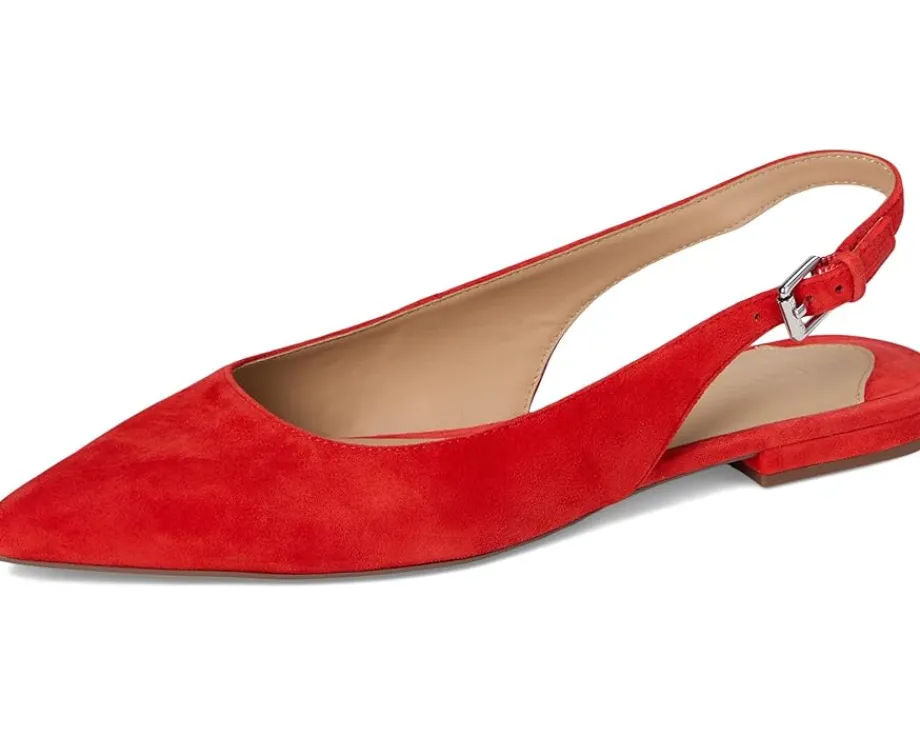 Lauren Ralph Lauren Londyn Suede Slingback Flat Bright Vermilion Clearance