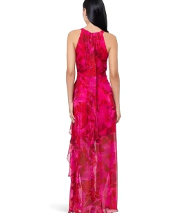 Betsy & Adam Long HMC Printed Ruffle Fushia/Poppy