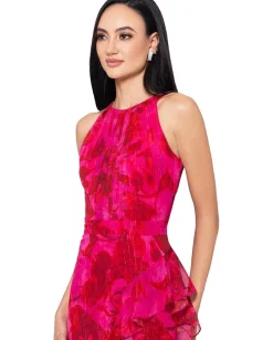 Betsy & Adam Long HMC Printed Ruffle Fushia/Poppy