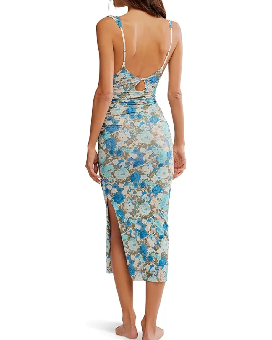 Free People Long Live Printed Mesh Sl Blue Combo Discount