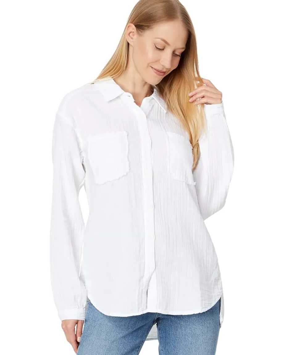 Mod-o-doc Long Sleeve Button-Up Shirt White Online
